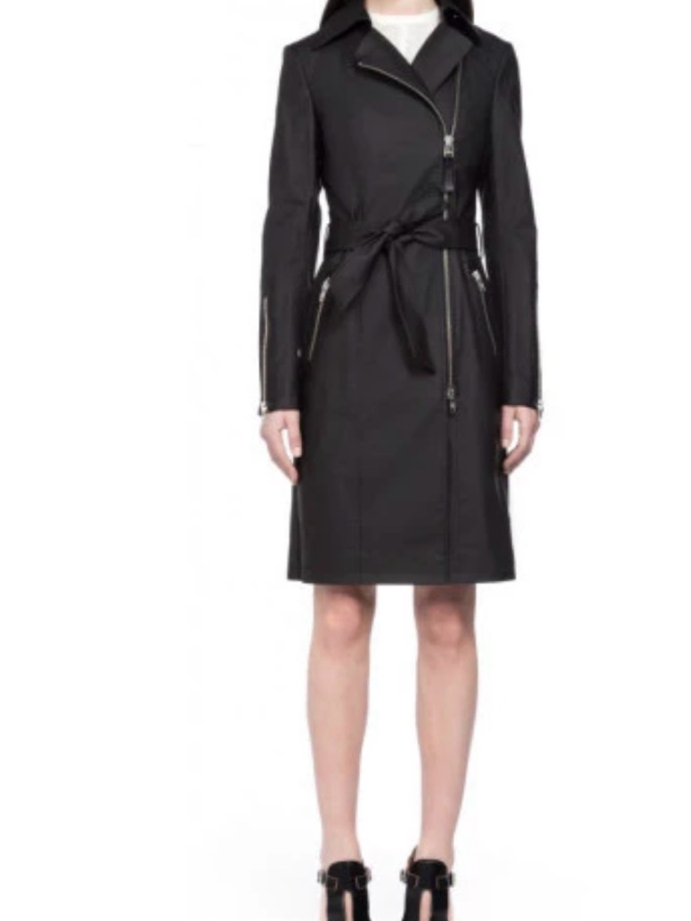 Black Mackage,Women's Asymmetrical Zip Estela, belted Trench Coat - Picture 4 of 14